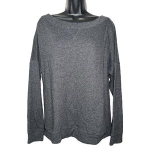 Prana Dark Gray Oversized Off the Shoulder Sweatshirt